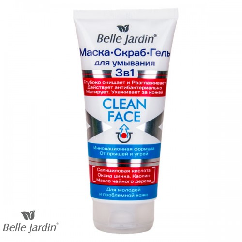 CLEAN FACE - Maska, piling i gel za čišćenje lica - antibakterijski protiv akni i mitisera 200ml